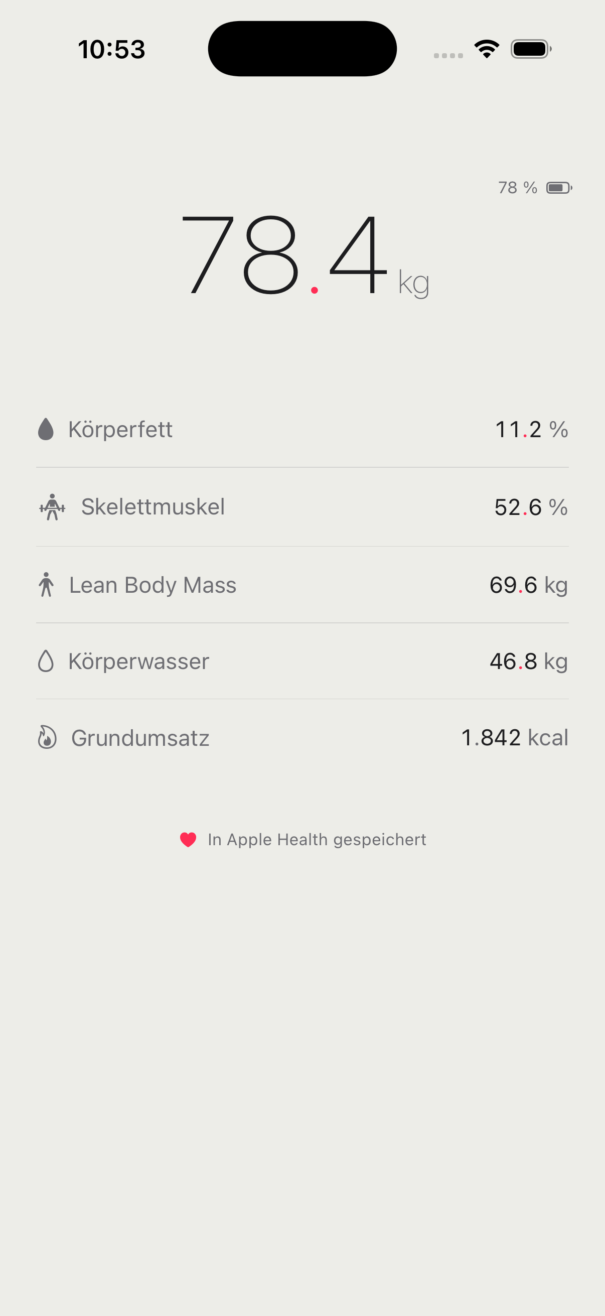 Result screen in light mode